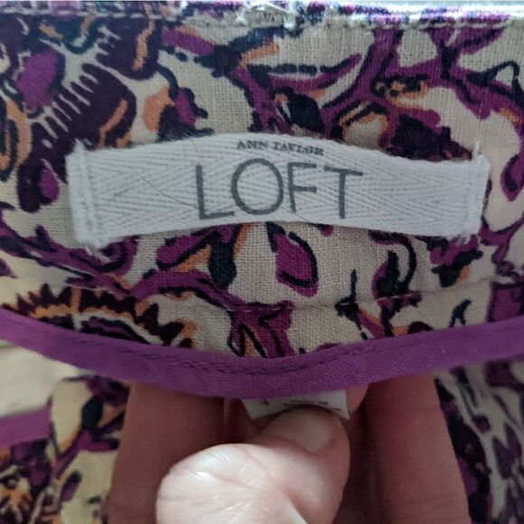 LOFT paisley print purple off whiteLightweight, breathable, & super cute shorts - Picture 6 of 12